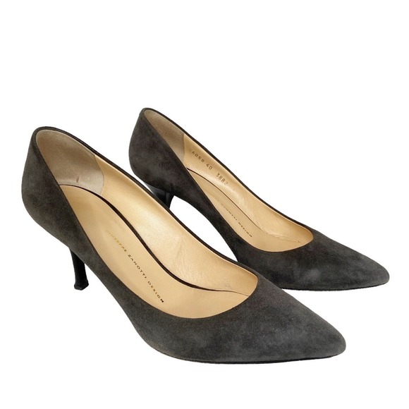 Giuseppe Zanotti High Heel Pump Gray Suede Pointed Toe Womens 40 IT / 10 US - Picture 8 of 14